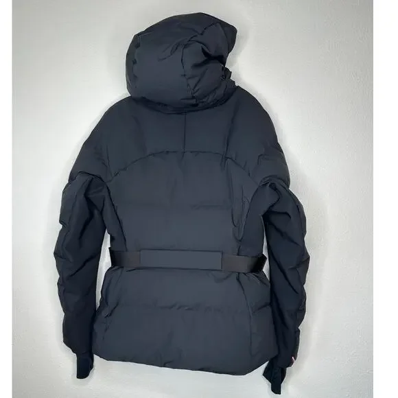 Moncler Guyane Black Down Belted Puffer Zip Jacket 5 / XL